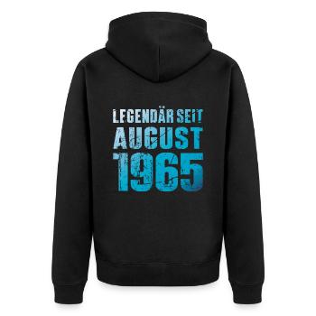 Legendär Seit August 1965 Geburtstag Geschenk - Unisex Premium Bio Zip Hoodie - Schwarz - Hinten - Nico (187cm)