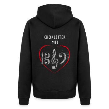 Chorleiter mit Herz Chor Notenschlüssel Musiker - Unisex Premium Bio Zip Hoodie - Schwarz - Hinten - Nico (187cm)