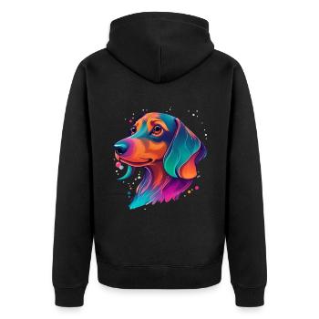 Teckel, chien, fidèle compagnon et amour pour animaux de compagnie - Veste à capuche bio Premium Unisexe - noir - Dos - Nico (187cm)