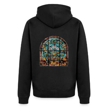 Glasmalerei - Glasmalerei Künstler - Unisex Premium Bio Zip Hoodie - Schwarz - Hinten - Nico (187cm)