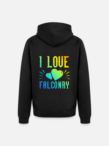 Ich liebe Falknerei - Unisex Premium Bio Zip Hoodie - Schwarz