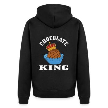 Chocolate King - Unisex Premium Organic Zip Hoodie - black - Back - Nico (187cm)