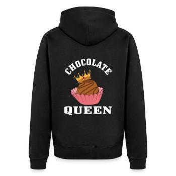 Chocolate queen - Unisex Premium Organic Zip Hoodie - black - Back - Nico (187cm)