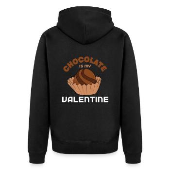 Schokolade Ist mein Valentin - Unisex Premium Bio Zip Hoodie - Schwarz - Hinten - Nico (187cm)