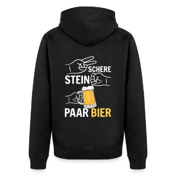 Schere, Stein, Paar, Bier - das perfekte Outfit - Unisex Premium Bio Zip Hoodie - Schwarz - Hinten - Nico (187cm)