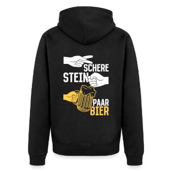 Schere, Stein, Paar, Bier - das perfekte Outfit - Unisex Premium Bio Zip Hoodie - Schwarz - Hinten - Nico (187cm)