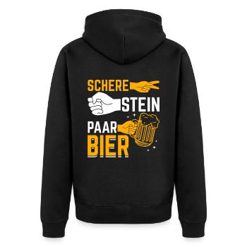 Schere, Stein, Paar, Bier - das perfekte Outfit - Unisex Premium Bio Zip Hoodie - Schwarz - Hinten - Nico (187cm)