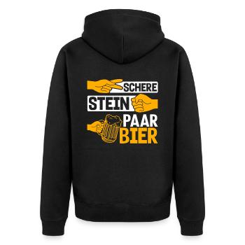 Schere, Stein, Paar, Bier - das perfekte Outfit - Unisex Premium Bio Zip Hoodie - Schwarz - Hinten - Nico (187cm)