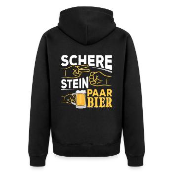 Schere, Stein, Paar, Bier - das perfekte Outfit - Unisex Premium Bio Zip Hoodie - Schwarz - Hinten - Nico (187cm)