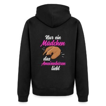 Mädchen das Ameisenbär liebt Ameisenfresser - Unisex Premium Bio Zip Hoodie - Schwarz - Hinten - Nico (187cm)