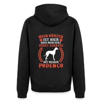 Spiele mit meinem Podenco spanischer Windhund - Unisex Premium Bio Zip Hoodie - Schwarz - Hinten - Nico (187cm)