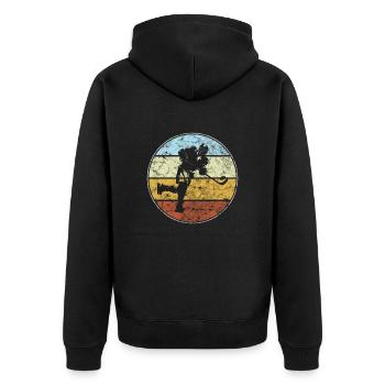 Eishockey Retro - Unisex Premium Bio Zip Hoodie - Schwarz - Hinten - Nico (187cm)