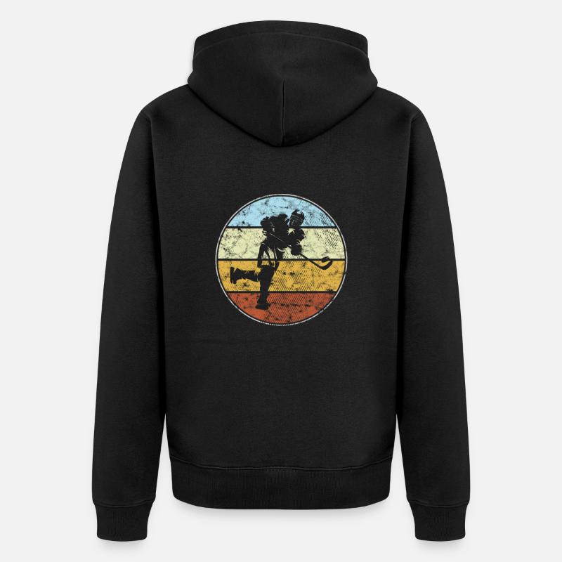 Eishockey Retro - Unisex Premium Bio Zip Hoodie - Schwarz