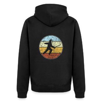Fechten Retro - Unisex Premium Bio Zip Hoodie - Schwarz - Hinten - Nico (187cm)