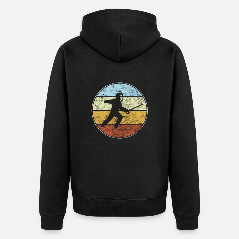 Fechten Retro - Unisex Premium Bio Zip Hoodie - Schwarz