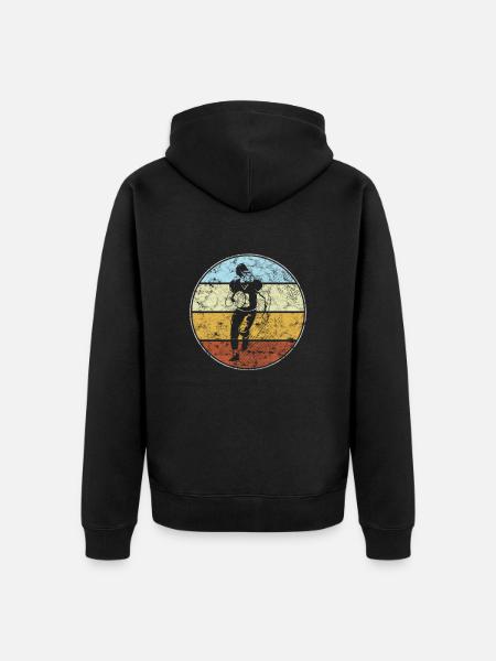 Rugby Retro - Unisex Premium Organic Zip Hoodie - black
