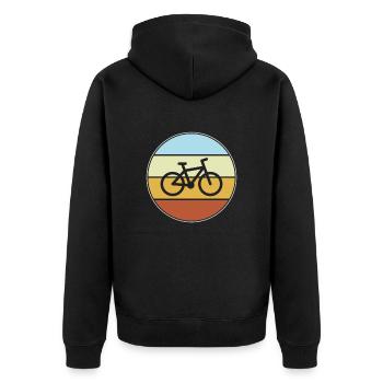 Fahrrad Retro - Unisex Premium Bio Zip Hoodie - Schwarz - Hinten - Nico (187cm)