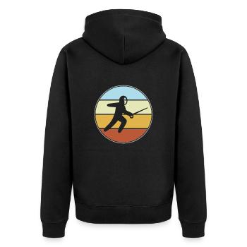 Fechten Retro - Unisex Premium Bio Zip Hoodie - Schwarz - Hinten - Nico (187cm)