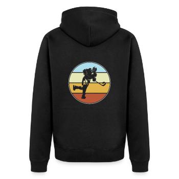 Eishockey Retro - Unisex Premium Bio Zip Hoodie - Schwarz - Hinten - Nico (187cm)