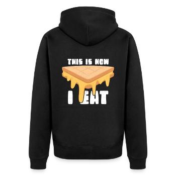 Grillkäse gegrillter Käse | Käseliebhaber Geschenk - Unisex Premium Bio Zip Hoodie - Schwarz - Hinten - Nico (187cm)