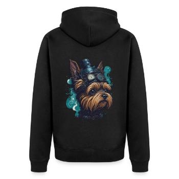 Steampunk Yorkshire Terrier vintage retro chien - Veste à capuche bio Premium Unisexe - noir - Dos - Nico (187cm)