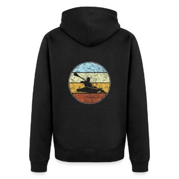 Canoe Retro - Unisex Premium Organic Zip Hoodie - black - Back - Nico (187cm)