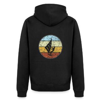 kite surfing retro - Unisex Premium Bio Zip Hoodie - Schwarz - Hinten - Nico (187cm)