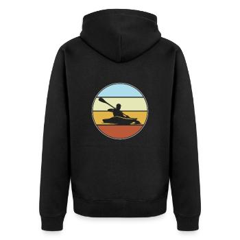 Canoe Retro - Unisex Premium Organic Zip Hoodie - black - Back - Nico (187cm)