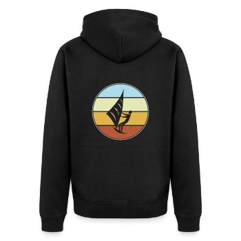 kite surfing retro - Unisex Premium Bio Zip Hoodie - Schwarz - Hinten - Nico (187cm)