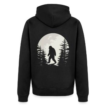 Spooky Bigfoot Silhouette Full Moon Mystery - Unisex Premium Organic Zip Hoodie - black - Back - Nico (187cm)