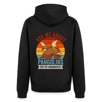 Fragen Sie Mich Nach Pangolins Besitzer Pangolin - Unisex Premium Bio Zip Hoodie - Schwarz - Hinten - Nico (187cm)