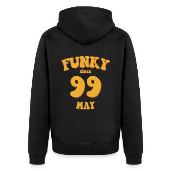 Funky Birthday: May 1999 - Flower Power - Unisex Premium Organic Zip Hoodie - black - Back - Nico (187cm)