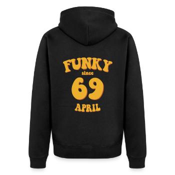Funky Birthday: April 1969 - Flower Power - Unisex Premium Organic Zip Hoodie - black - Back - Nico (187cm)
