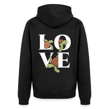 Sea Turtle Tortoise Love - Unisex Premium Bio Zip Hoodie - Schwarz - Hinten - Nico (187cm)