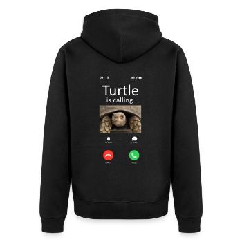 Sea Turtle Tortoise Phone Display - Unisex Premium Organic Zip Hoodie - black - Back - Nico (187cm)