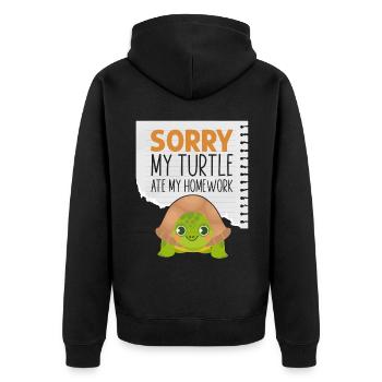 Sea Turtle Tortoise Sorry My - Unisex Premium Organic Zip Hoodie - black - Back - Nico (187cm)