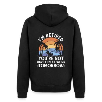 Pensioner Pension Funny - Unisex Premium Organic Zip Hoodie - black - Back - Nico (187cm)
