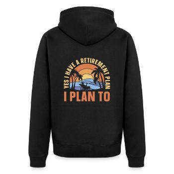 Pensioner pension funny - Unisex Premium Organic Zip Hoodie - black - Back - Nico (187cm)