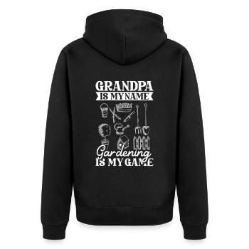 Hobbygärtner Garten Garten Opa - Unisex Premium Bio Zip Hoodie - Schwarz - Hinten - Nico (187cm)