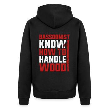 Fagott - Unisex Premium Bio Zip Hoodie - Schwarz - Hinten - Nico (187cm)