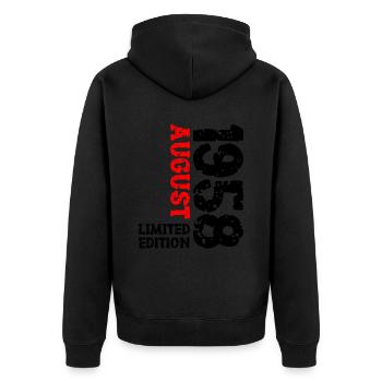 1958 August Limited Edition 65th Birthday Outfit - Unisex Premium Organic Zip Hoodie - black - Back - Nico (187cm)