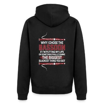 Fagottist - Unisex Premium Bio Zip Hoodie - Schwarz - Hinten - Nico (187cm)