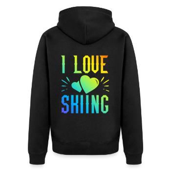 I love skiing - Unisex Premium Organic Zip Hoodie - black - Back - Nico (187cm)