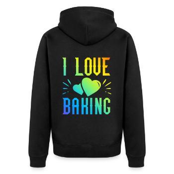 I love baking - Unisex Premium Organic Zip Hoodie - black - Back - Nico (187cm)