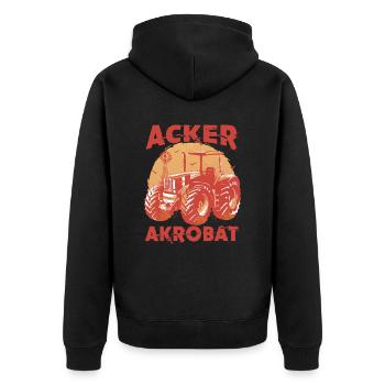 Acker Akrobat - Unisex Premium Bio Zip Hoodie - Schwarz - Hinten - Nico (187cm)