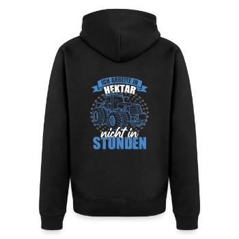 Lustige Bauernhof Traktor Sprüche - Unisex Premium Bio Zip Hoodie - Schwarz - Hinten - Nico (187cm)