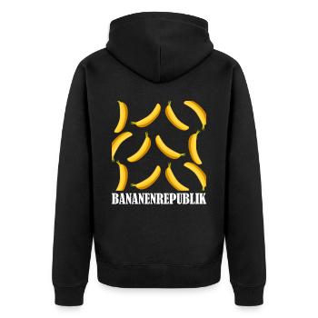 Bananenrepublik Banane Bananen - Unisex Premium Bio Zip Hoodie - Schwarz - Hinten - Nico (187cm)