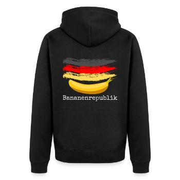 Bananenrepublik Deutschlandflagge - Unisex Premium Bio Zip Hoodie - Schwarz - Hinten - Nico (187cm)