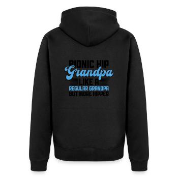 Bionisches Hüftchirurgie-opa-design Für Die - Unisex Premium Bio Zip Hoodie - Schwarz - Hinten - Nico (187cm)