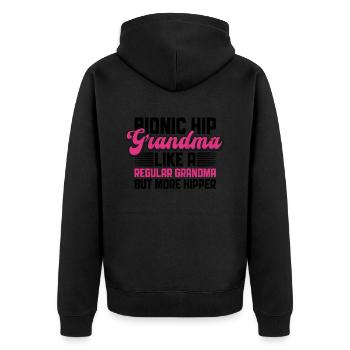 Bionisches Hüftchirurgie-oma-design Für Die - Unisex Premium Organic Zip Hoodie - black - Back - Nico (187cm)